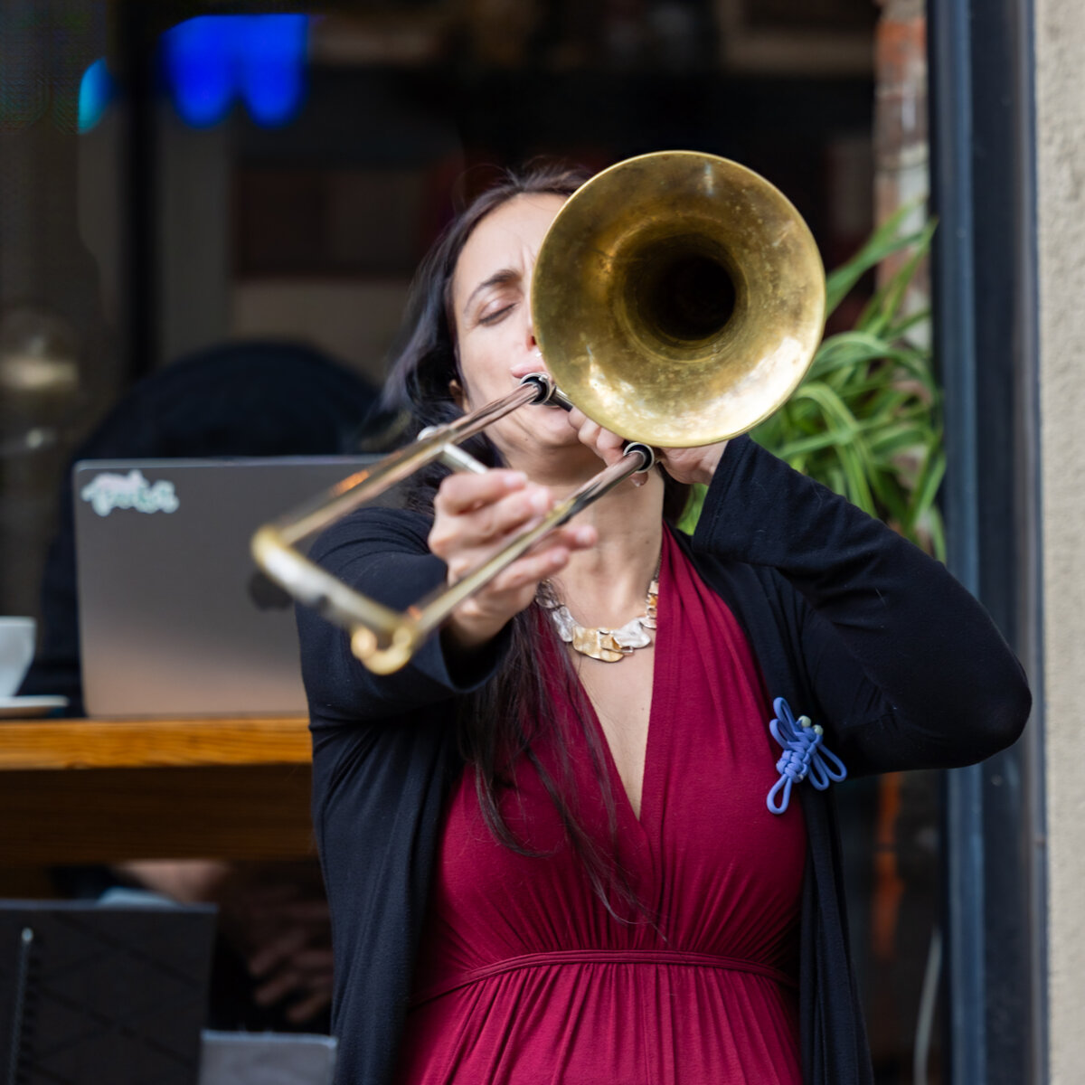 Reut Regev on trombone